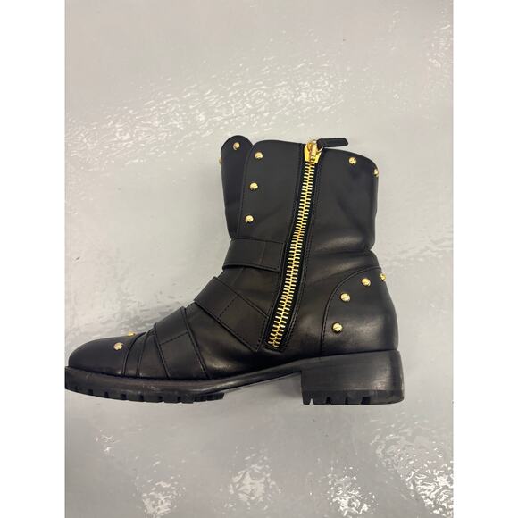 Giuseppe Zanotti Blk Leather Studded Moto Ankle Boots Women’s 6 IT36 Buckle Zip - Picture 16 of 16